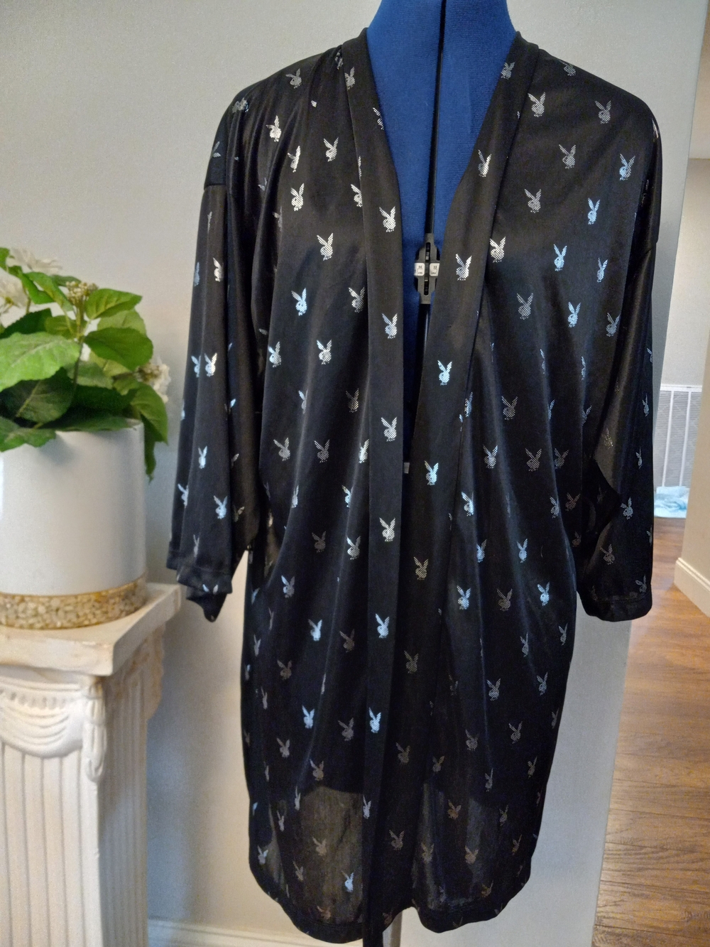 Playboy Bunny Black Robe Size Small **No Belt**